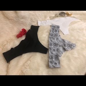 Comfy, stretchy nylon thongs. 2 pic set